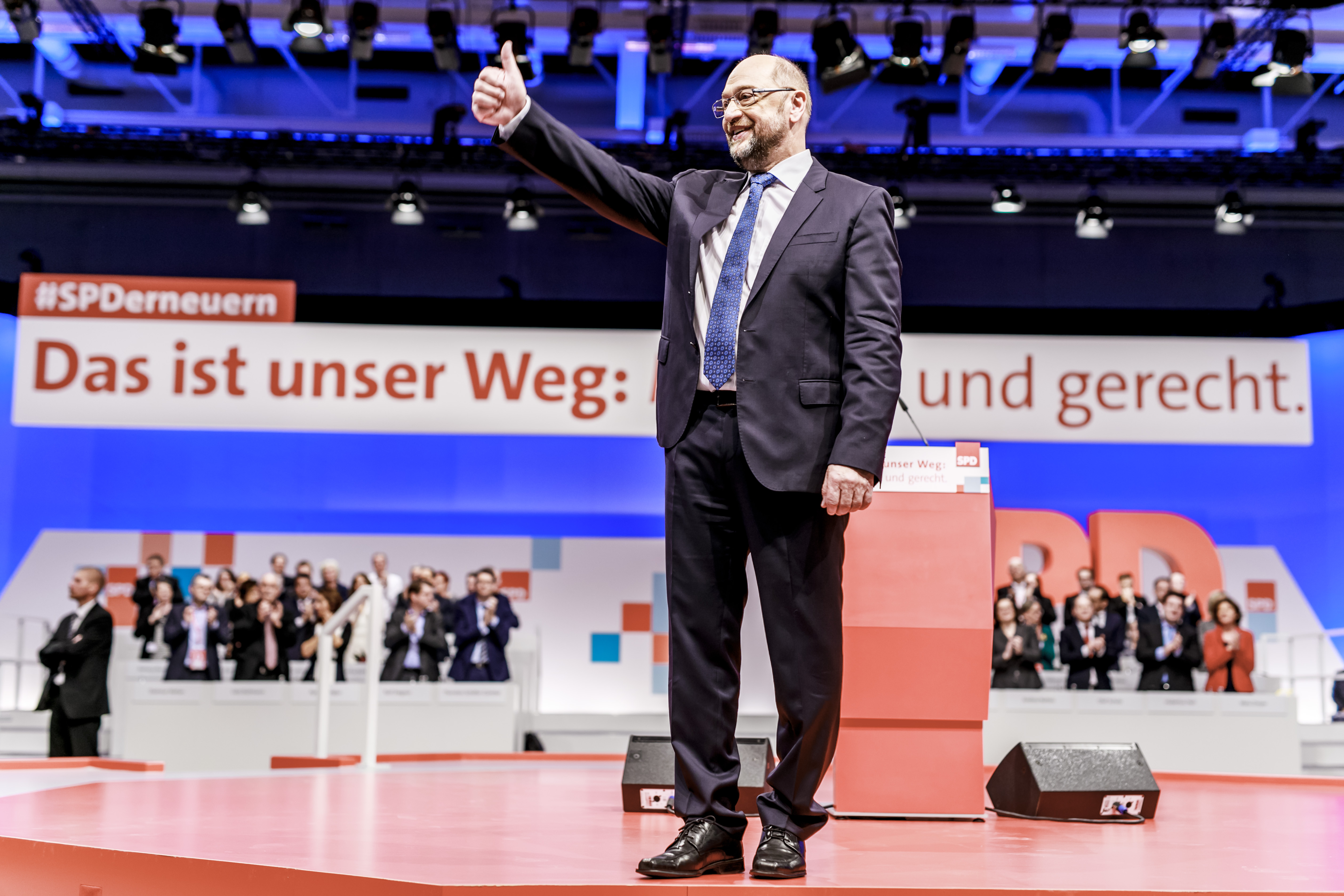 SPD-Parteitag in Berlin: Der Vorsitzende Martin Schulz nach seiner Rede