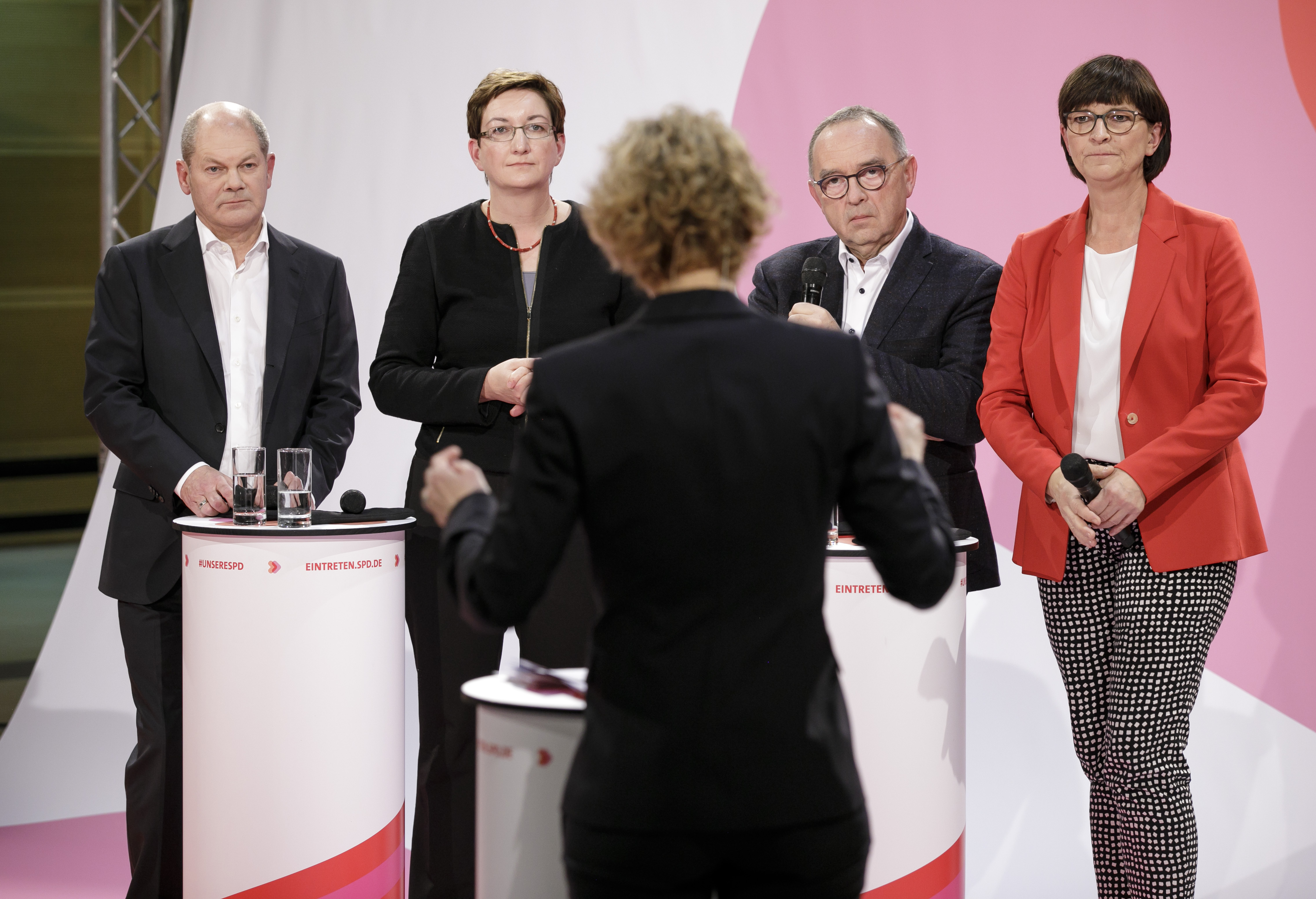 Olaf Scholz (von links), Klara Geywitz, Norbert Walter-Borjans und Saskia Esken diskutierten über den Klimaschutz.