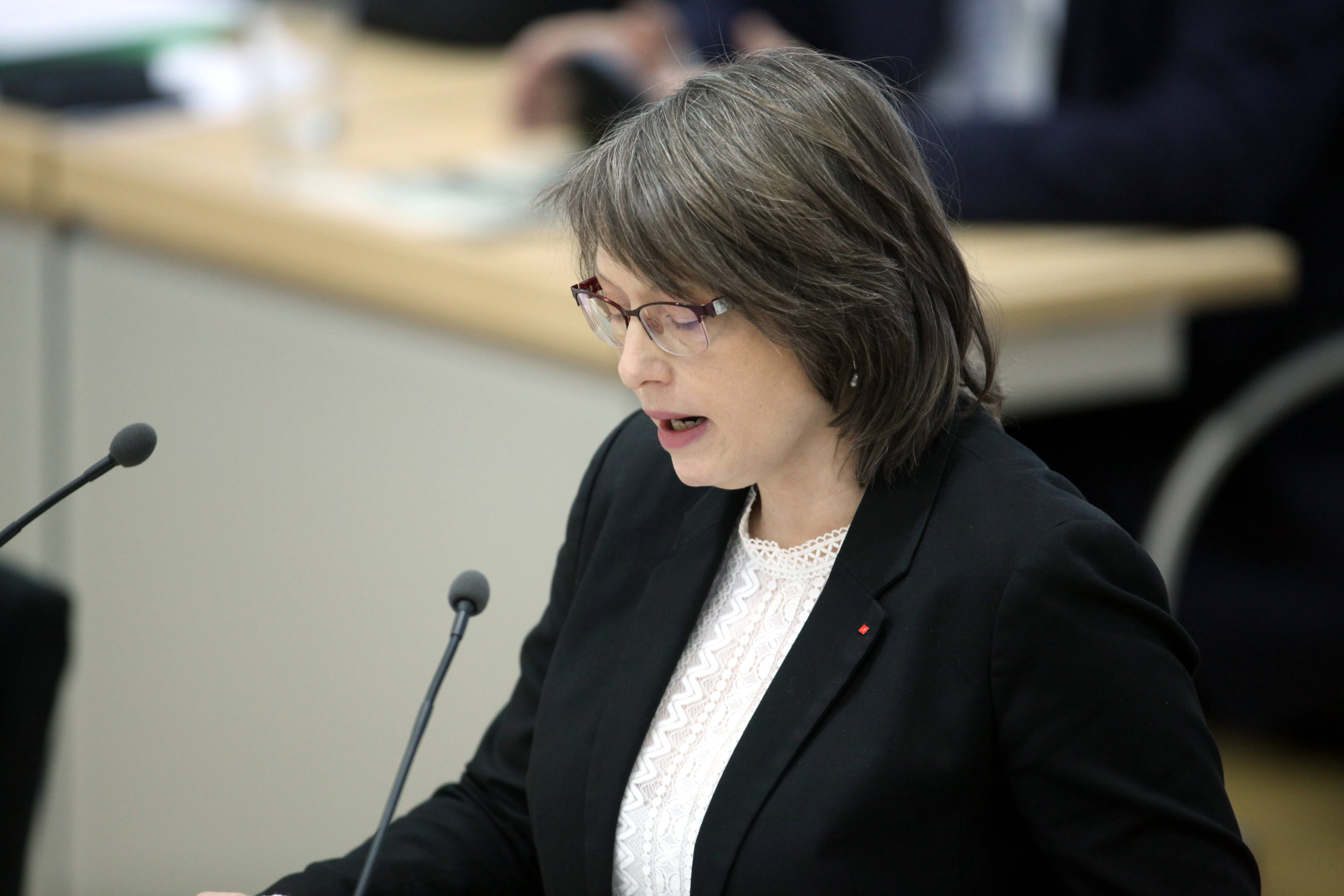 Die SPD-Fraktionsvorsitzende Katja Pähle setzt sich im Landtag von Sachsen-Anhalt für die Abwahl Siegmunds ein.