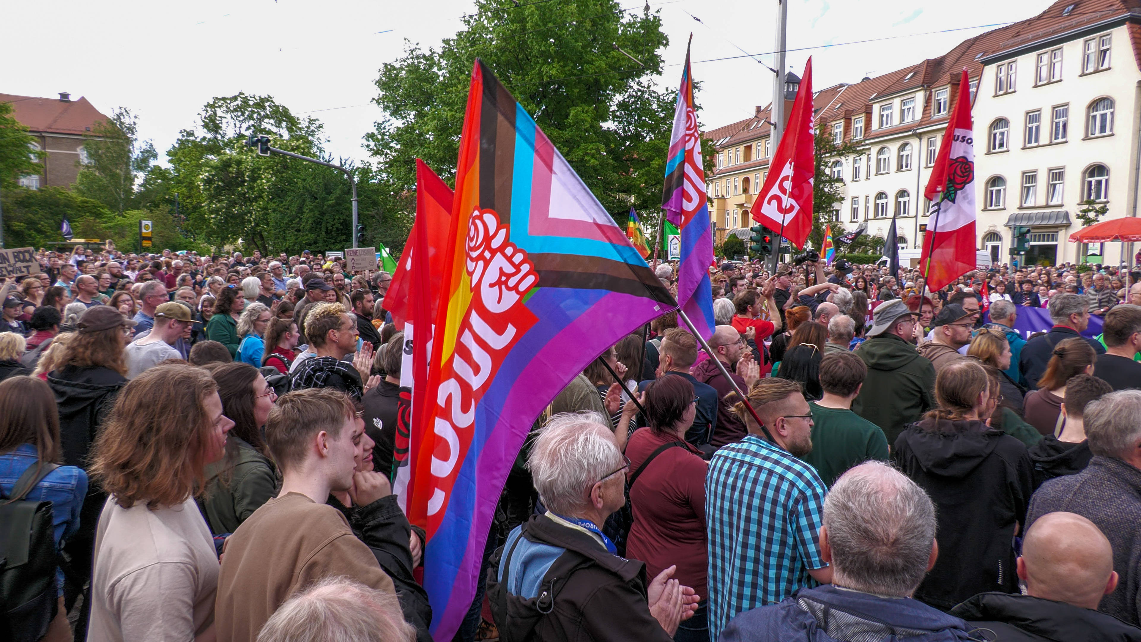 Kundgebung aus Solidarität mit Matthias Ecke in Dresden