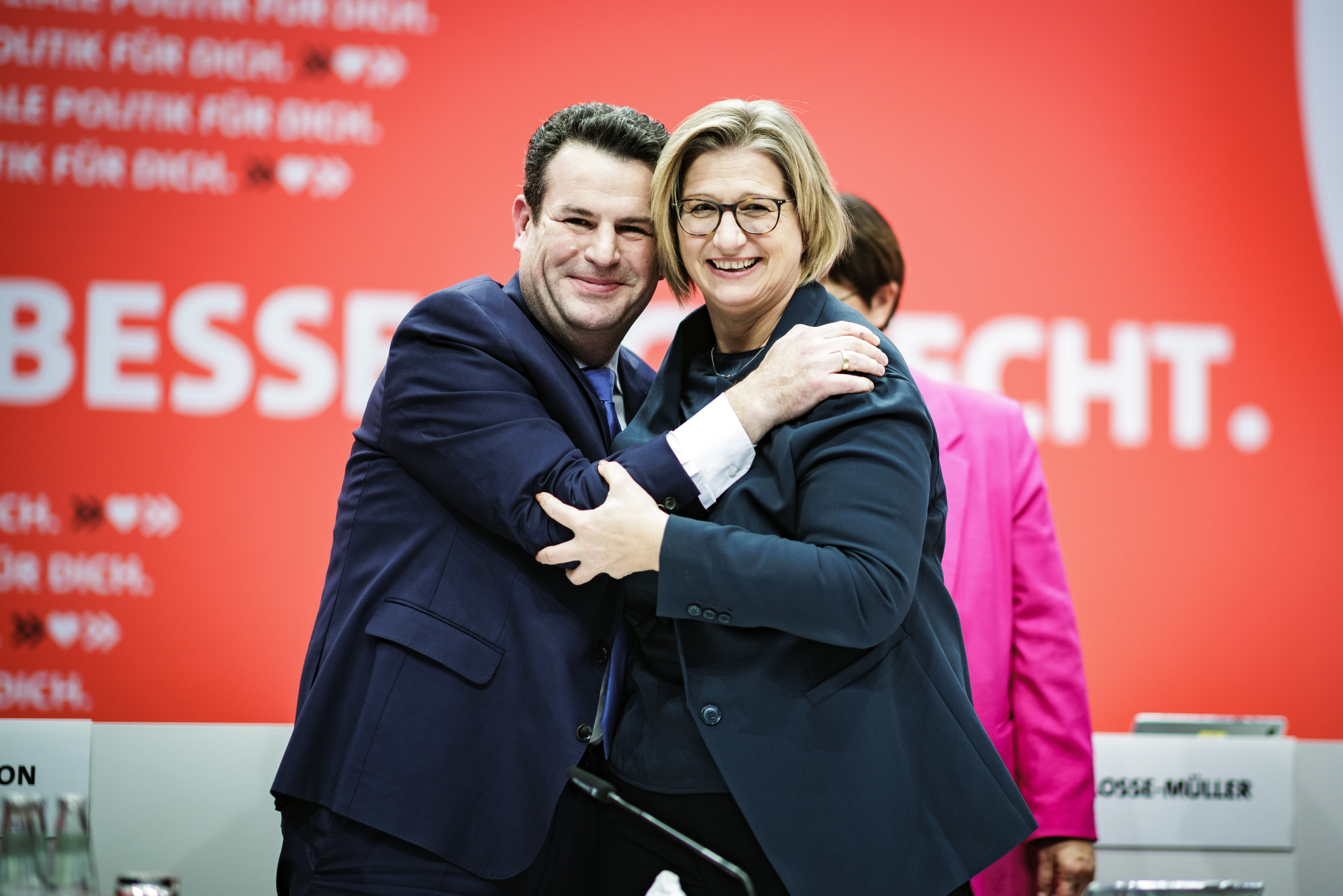 Auf dem SPD-Bundesparteitag 2023: die stellvertretenden Vorsitzenden Hubertus Heil und Anke Rehlinger