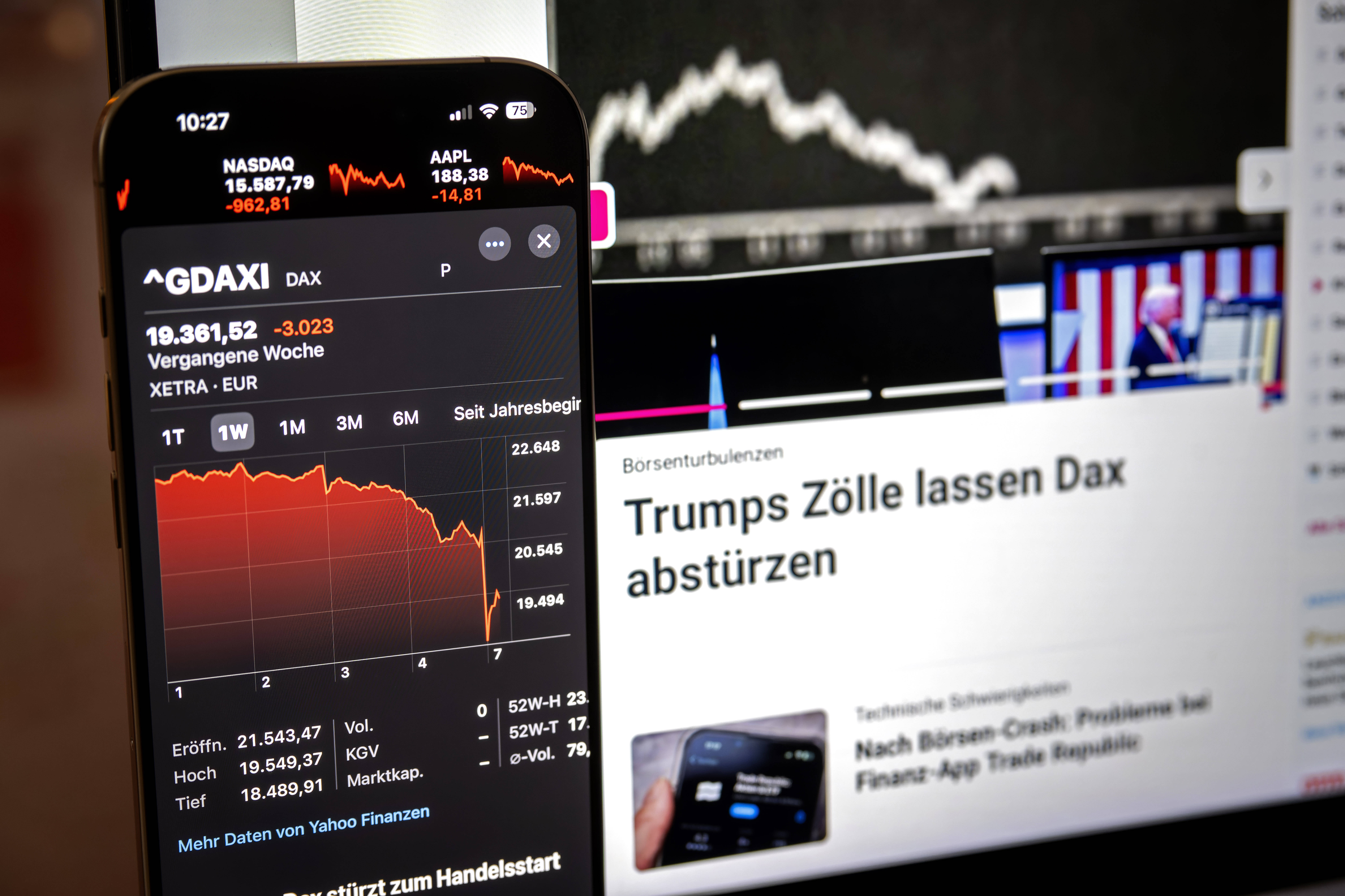 Die harte Zollpolitik von Donald Trump bringt die Börsenkurse weltweit in ein Tieftal.
