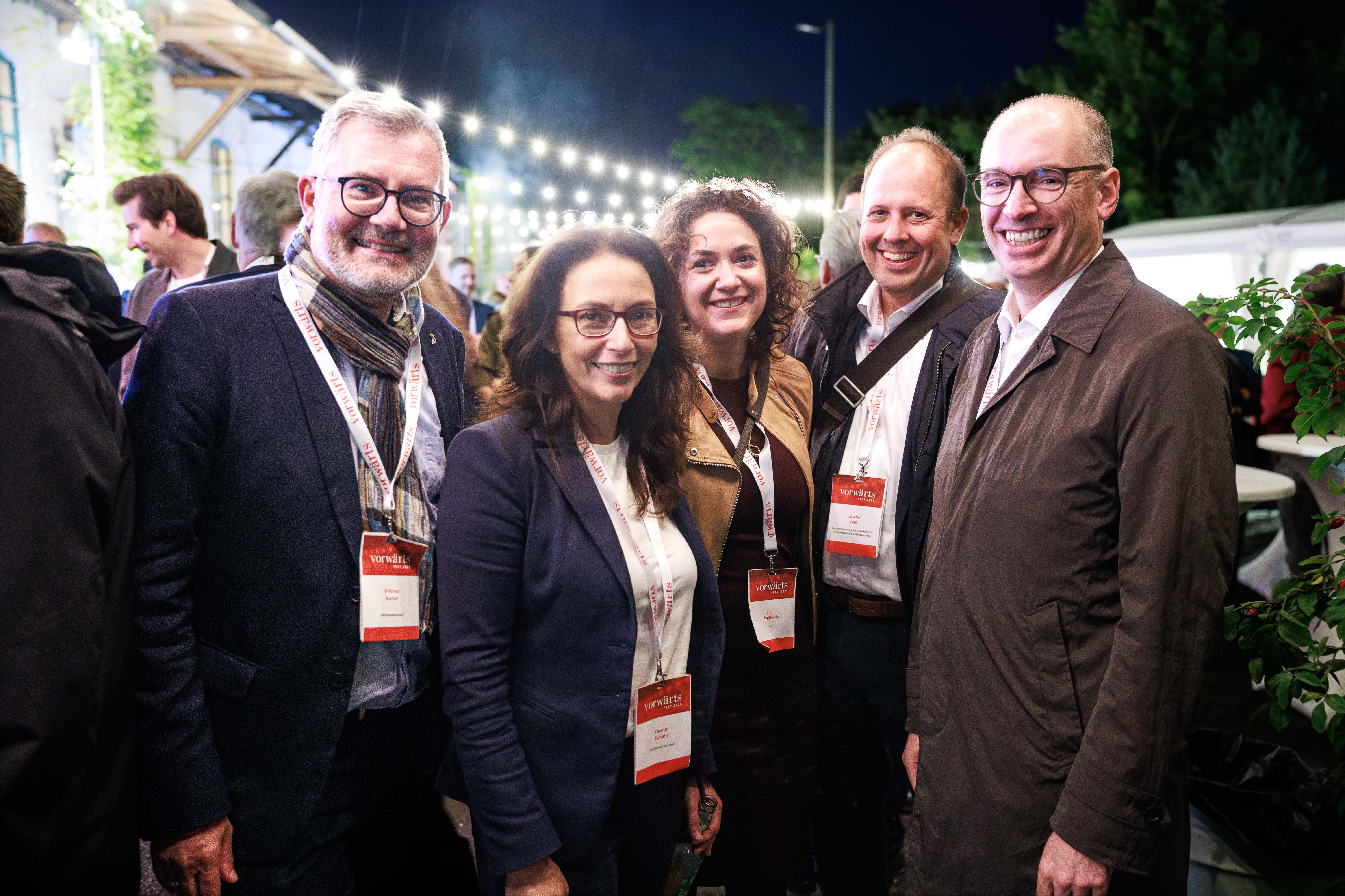 Dietmar Nietan, Yasmin Fahimi, Sarah Ryglewski, Sascha Vogt und Niels Annen