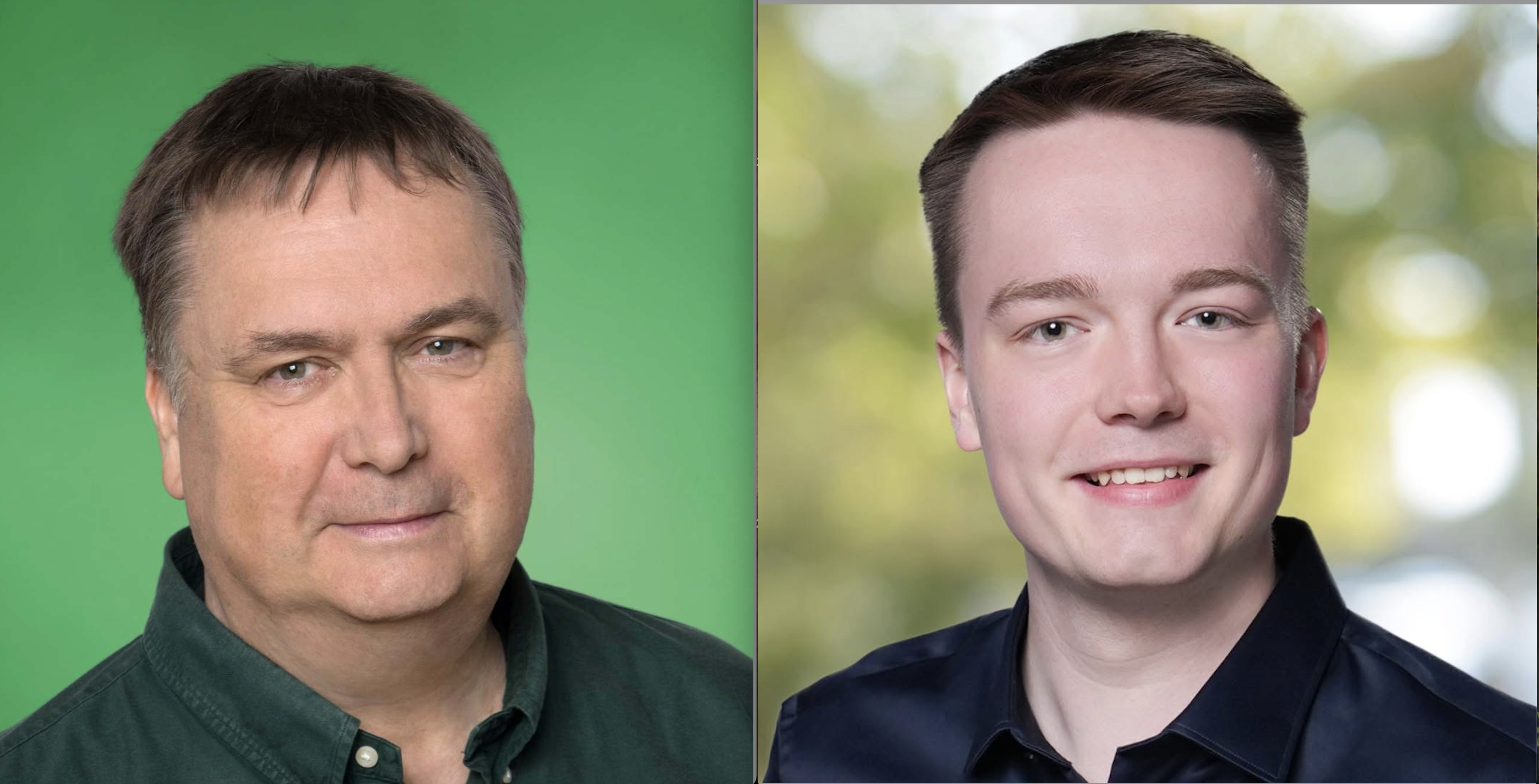 Oliver Henkel (l.) kandidiert in der Gemeinde Wachtberg für die Grünen als Bürgermeister, sein Sohn Otis ist SPD-Kandidat für den Gemeinderat.