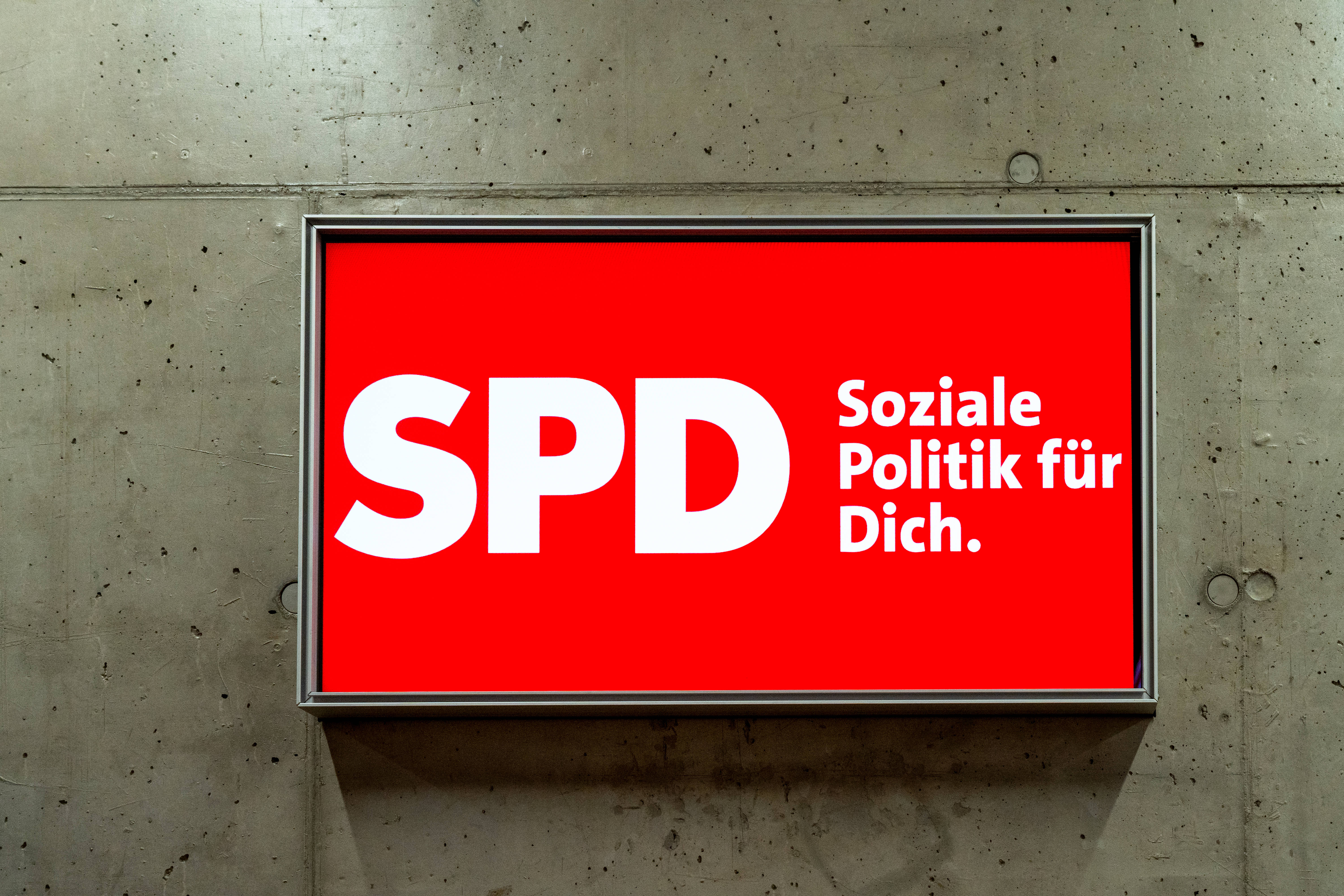 Eine digitale Werbetafel mit dem SPD-Slogan: Soziale Politik für Dich.