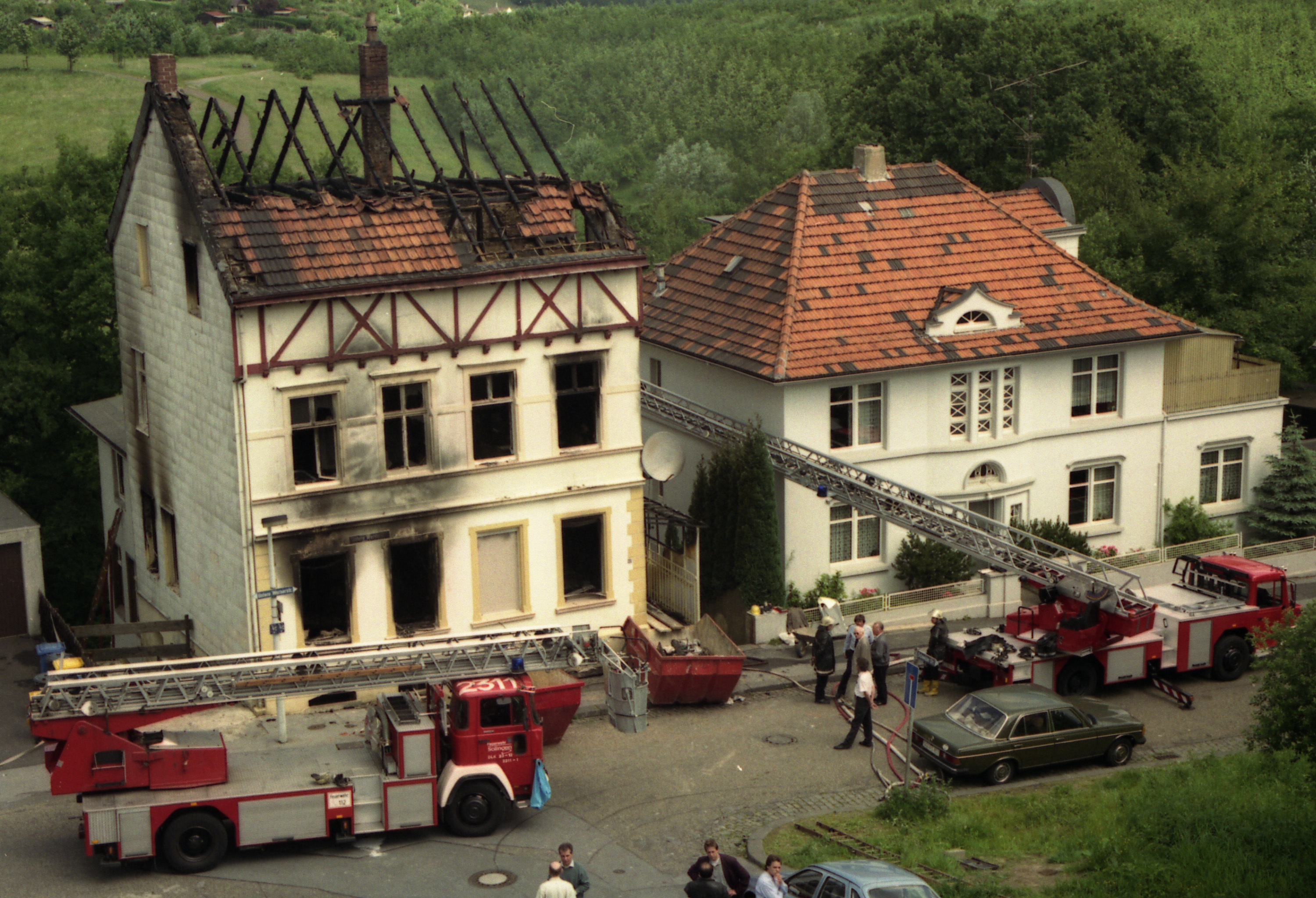 Das ausgebrannte Haus der türkischen Familie