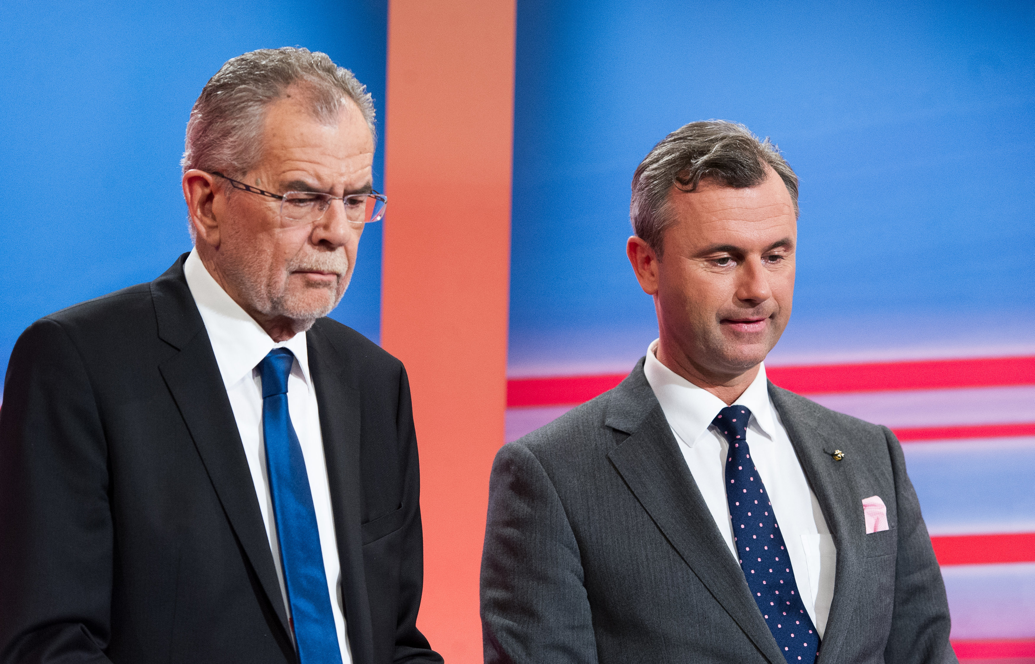 Kopf-an-Kopf-Rennen um das Bundespräsidentenamt: Alexander van der Bellen (Grüne, li.) und Norbert Hofer (FPÖ, re.)