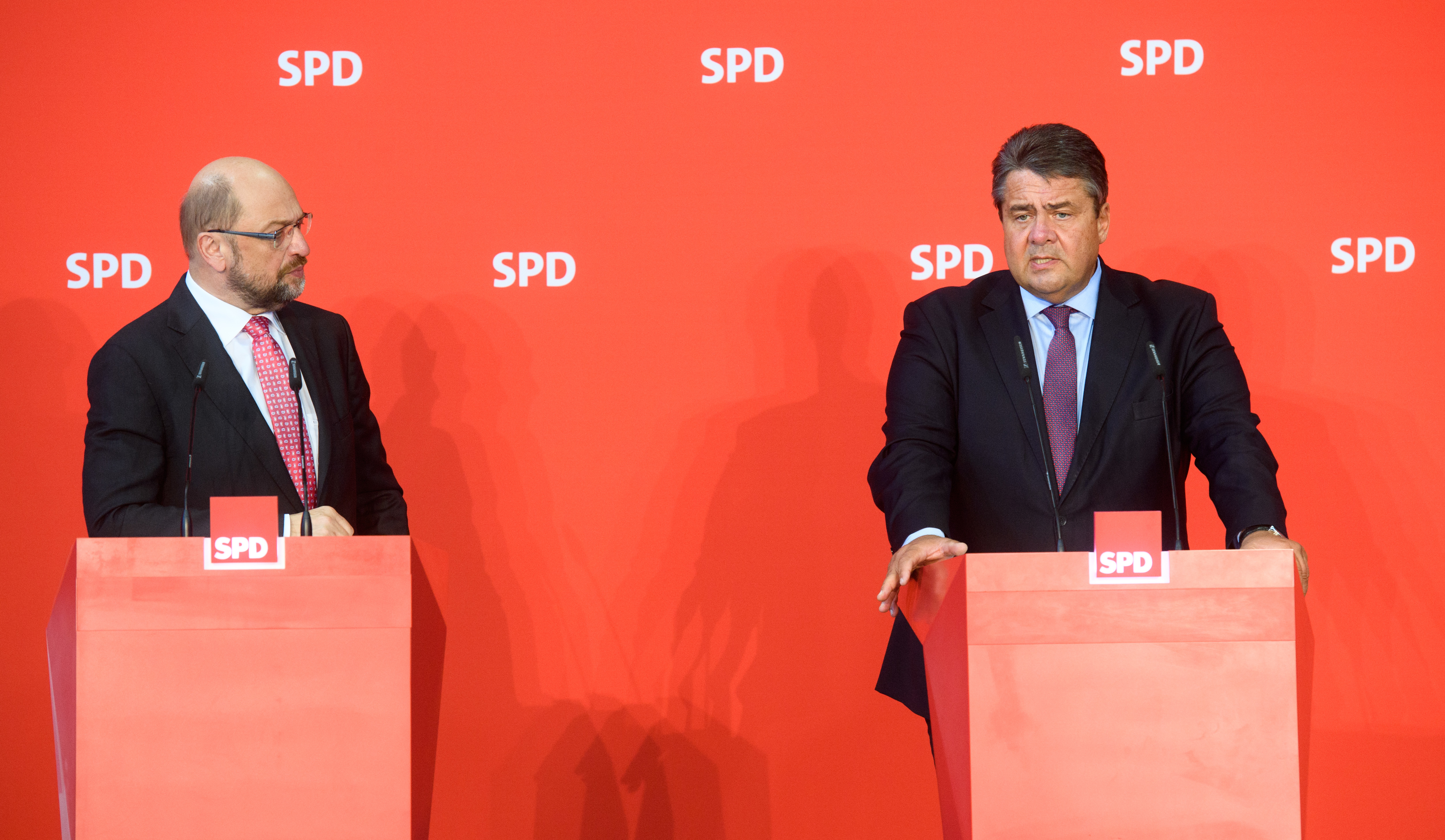 Martin Schulz und Sigmar Gabriel nach dem SPD-Parteikonvent zu Ceta