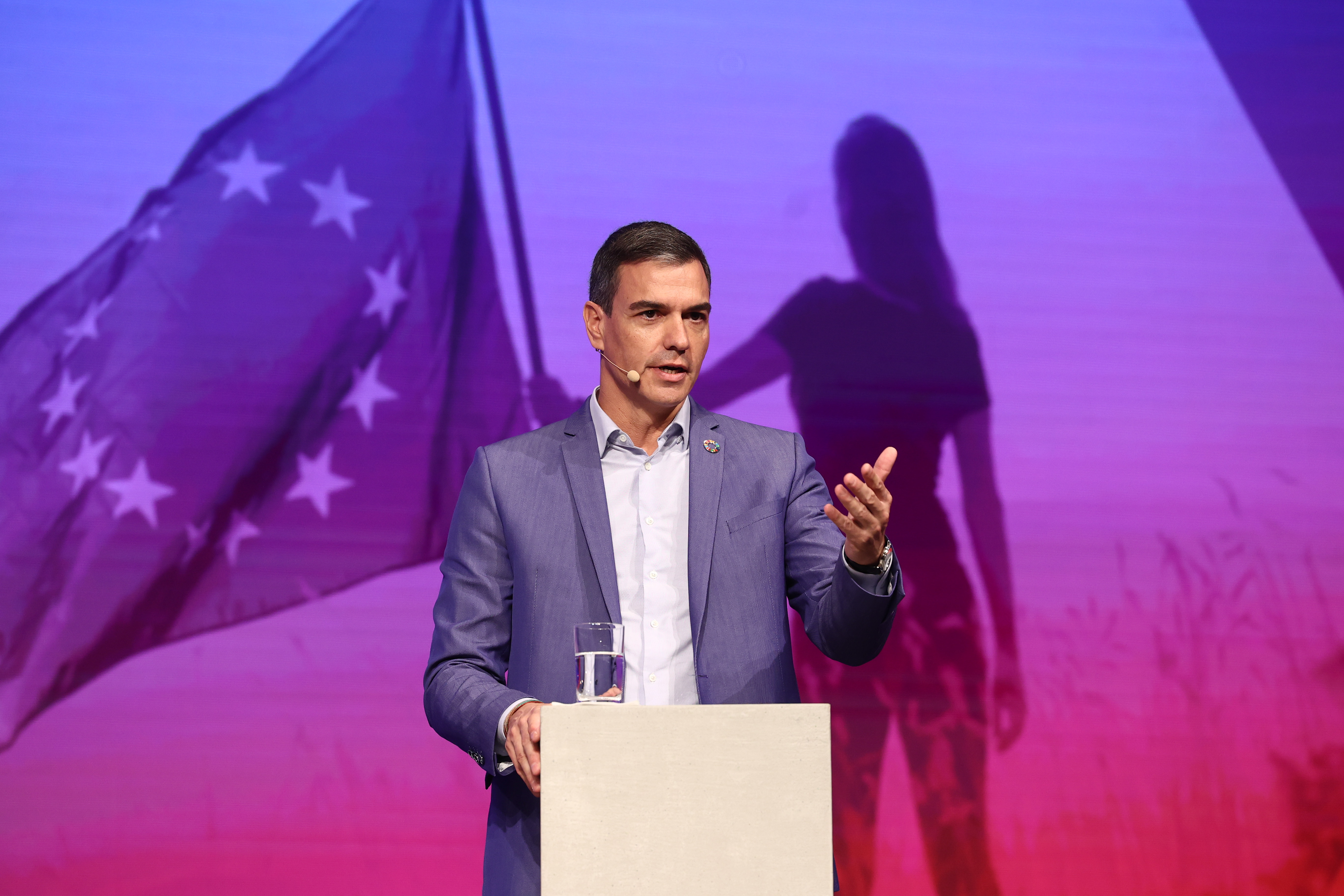 Spaniens Ministerpräsident Pedro Sánchez beim SPE-Kongress in Berlin.