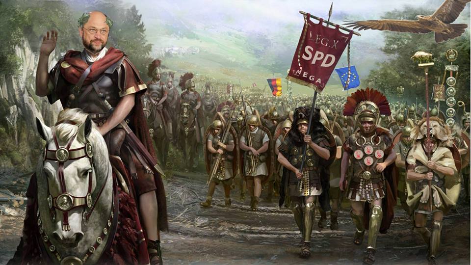 Martin Schulz als römischer Feldherr: Sie werden kaum glauben, wie viele Schulzbedürftige es da draußen gibt!