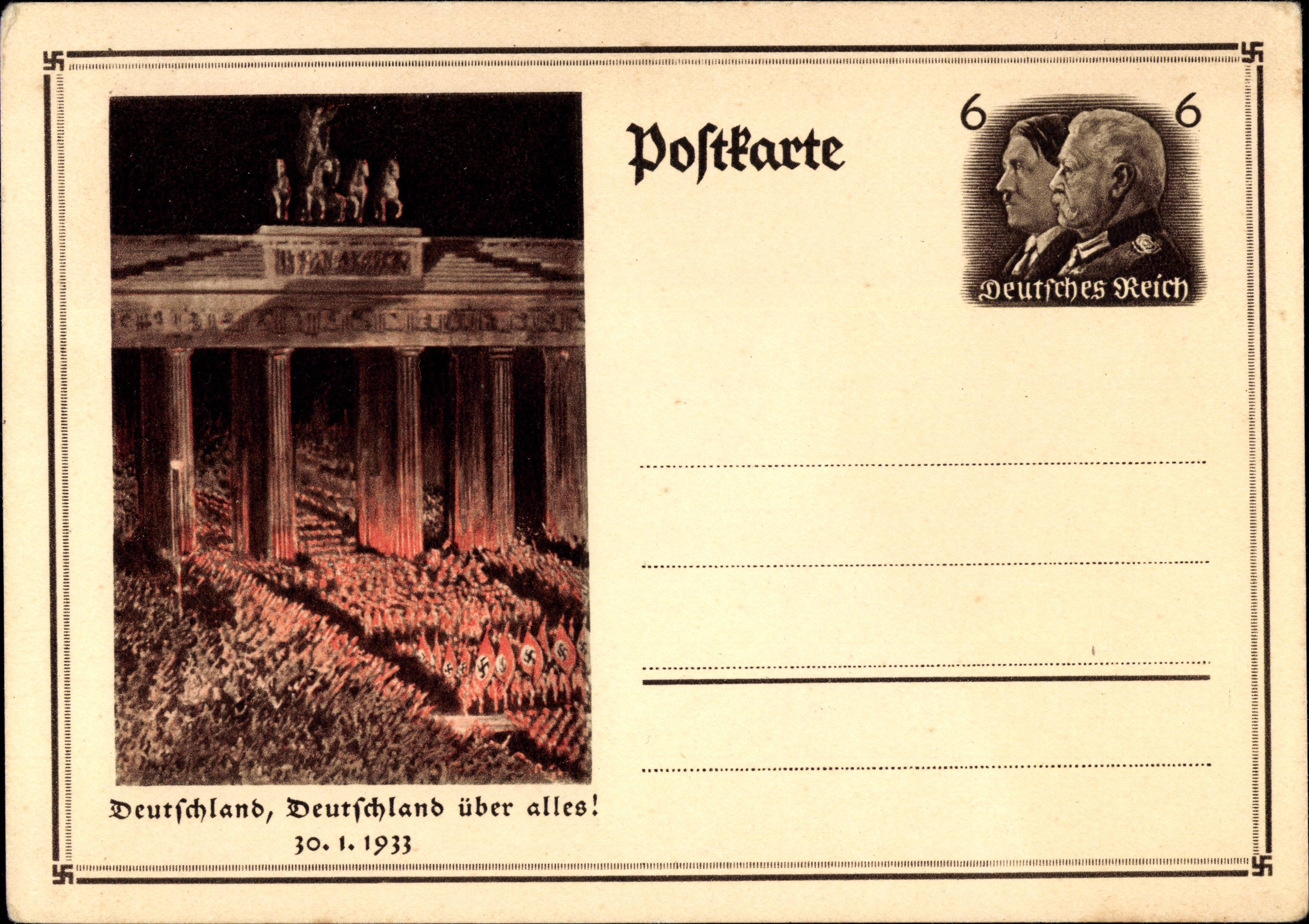 Postkarte der Nationalsozialisten in Erinnerung an die „Machtergreifung“: Weimar kam nach langem Siechtum zu Tode.