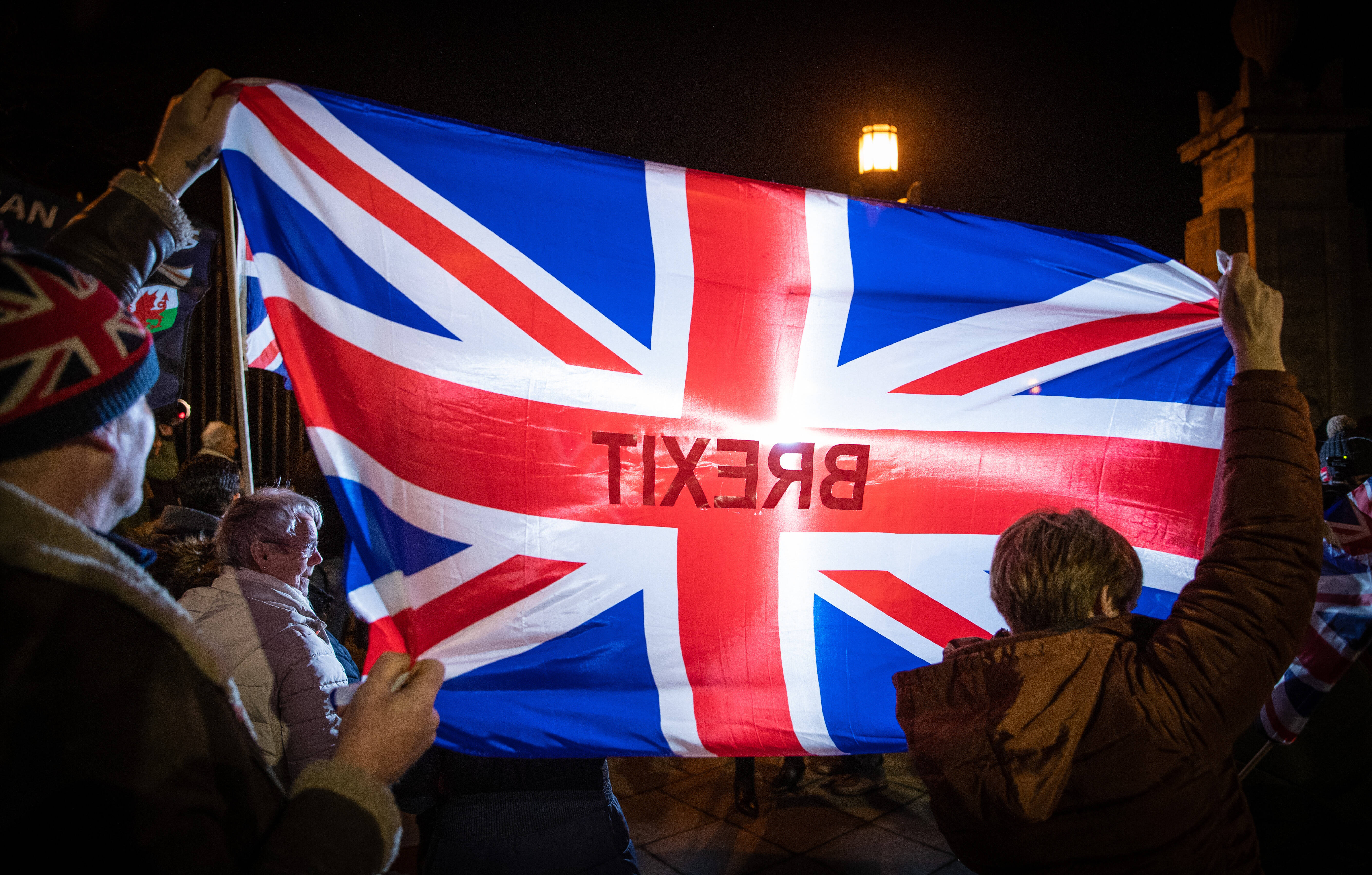 Demonstration von Brexit-Befürworter*innen im nordirischen Belfast im Februar.