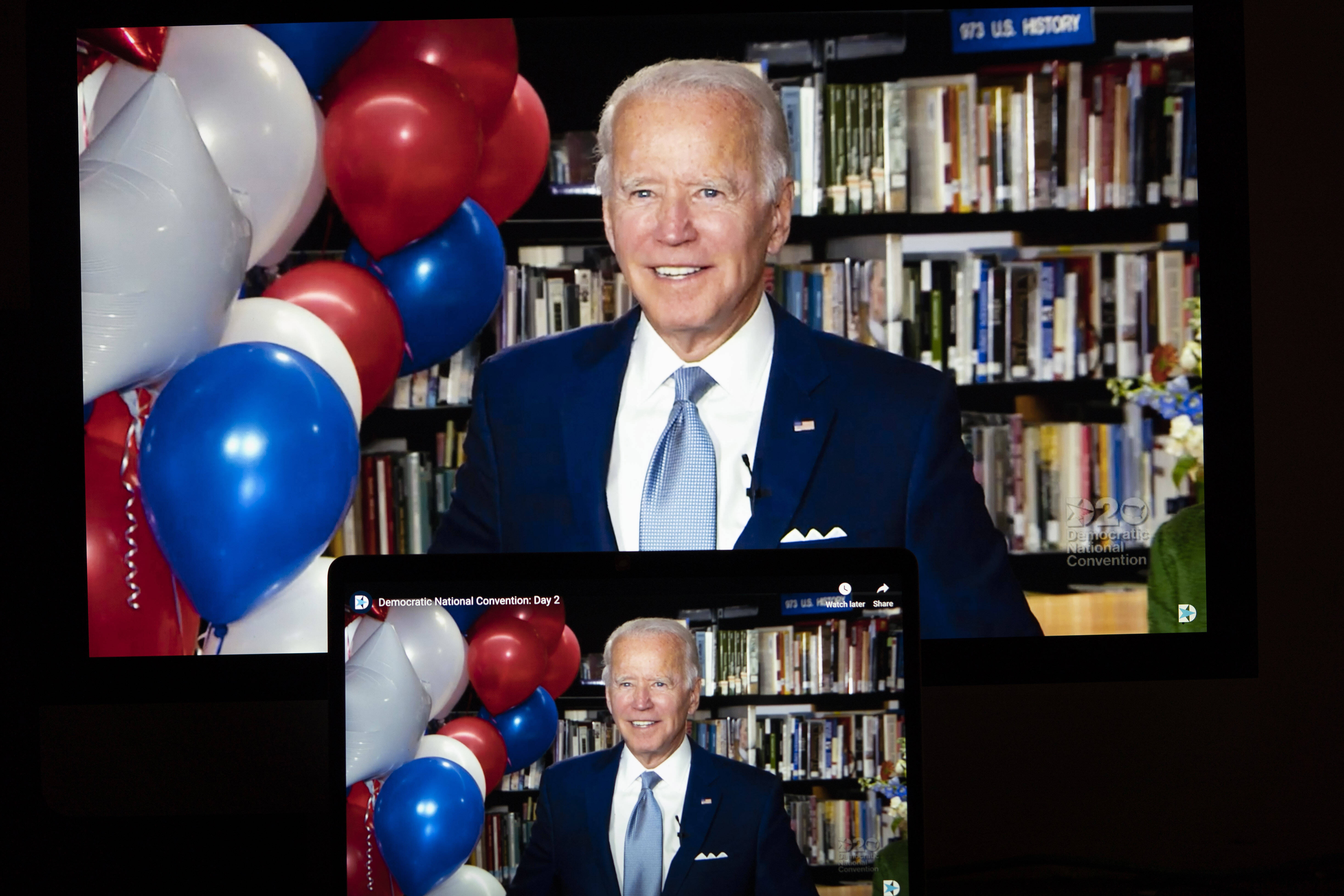 Der doppelte Joe: US-Präsidentschaftskandidat Joe Biden trat beim Nominierungsparteitag – wie die meisten – virtuell auf.