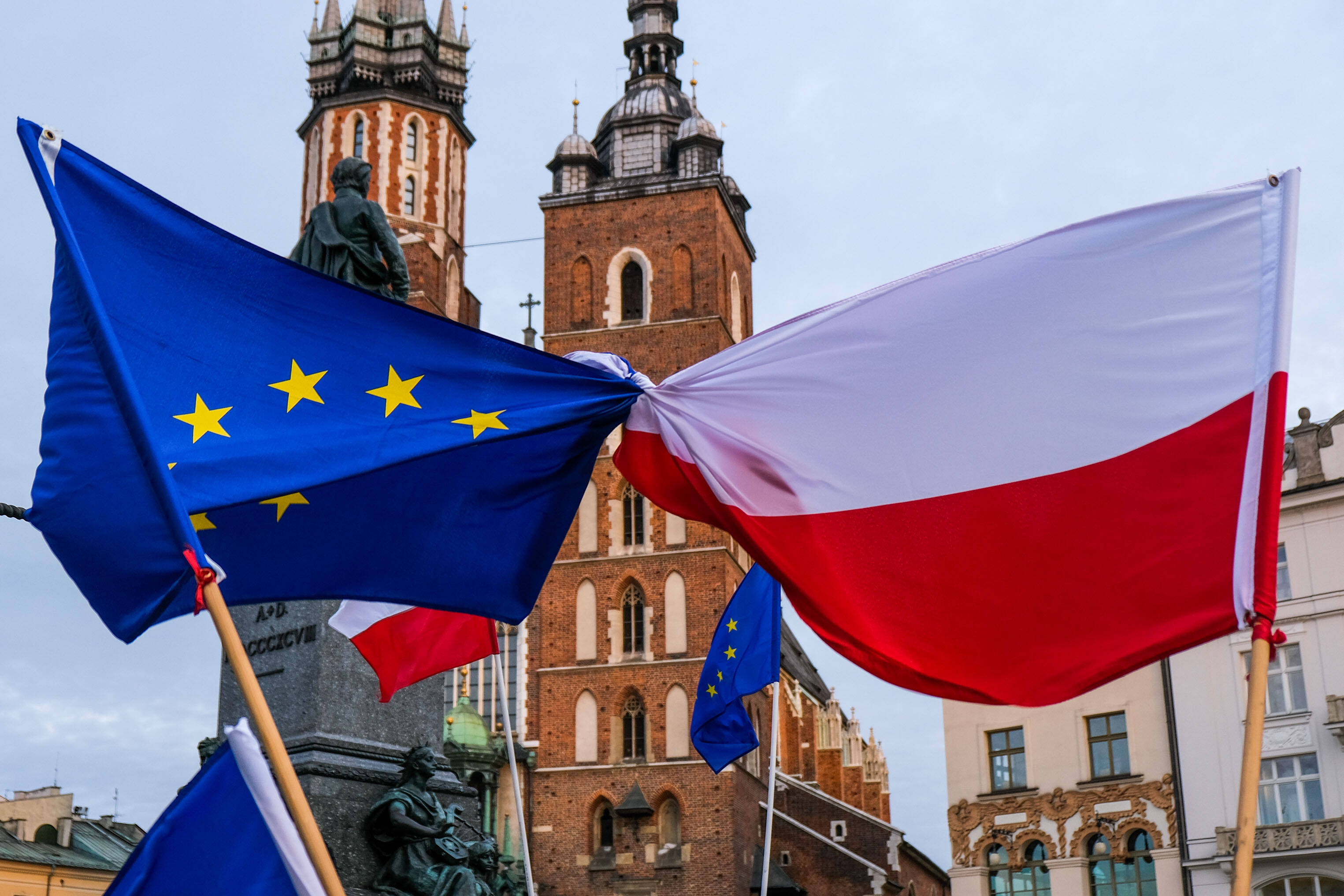 Zustimmung zur EU: Eine Demonstration in der polnischen Stadt Krakau.