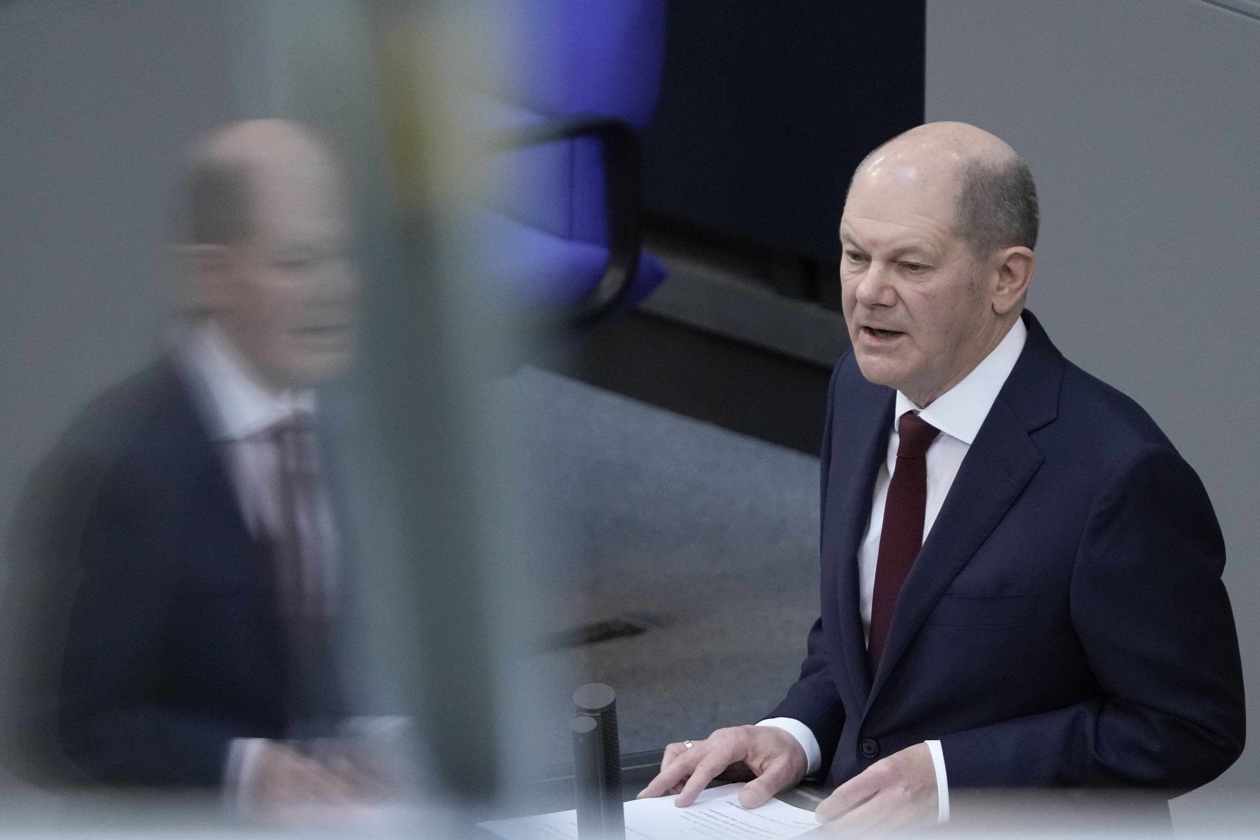 Olaf Scholz am 27.02.2022 bei der Regierungserklärung zum Krieg in der Ukraine: Er spricht von einer „Zeitenwende in der Geschichte unseres Kontinentes“.