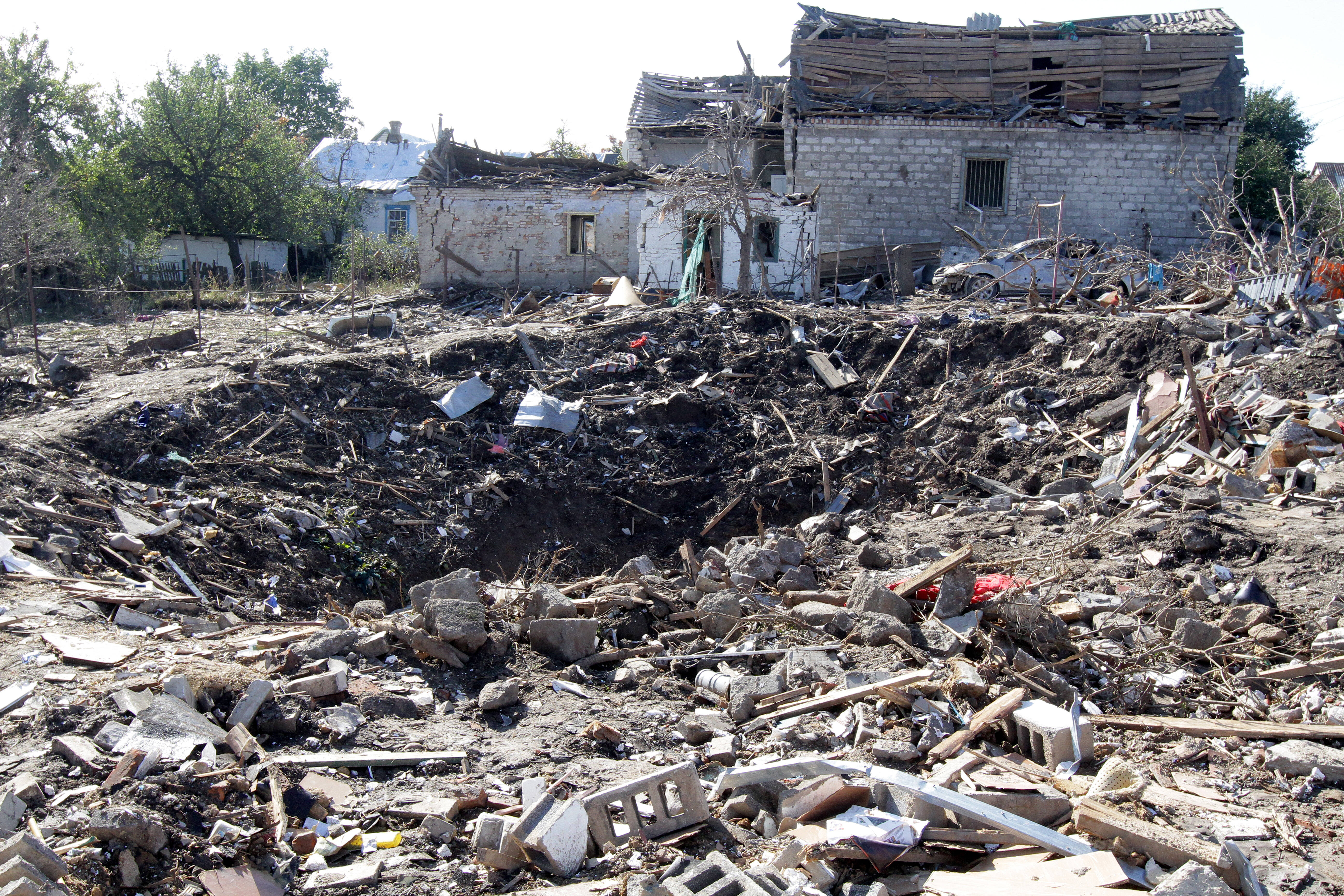 Tod und Zerstörung durch russische Raketen: Ein zerstörtes Familienhaus im ukrainischen Dnipro am 5. Oktober 2022. Bei dem Beschuss wurde die dort lebende Familie getötet.