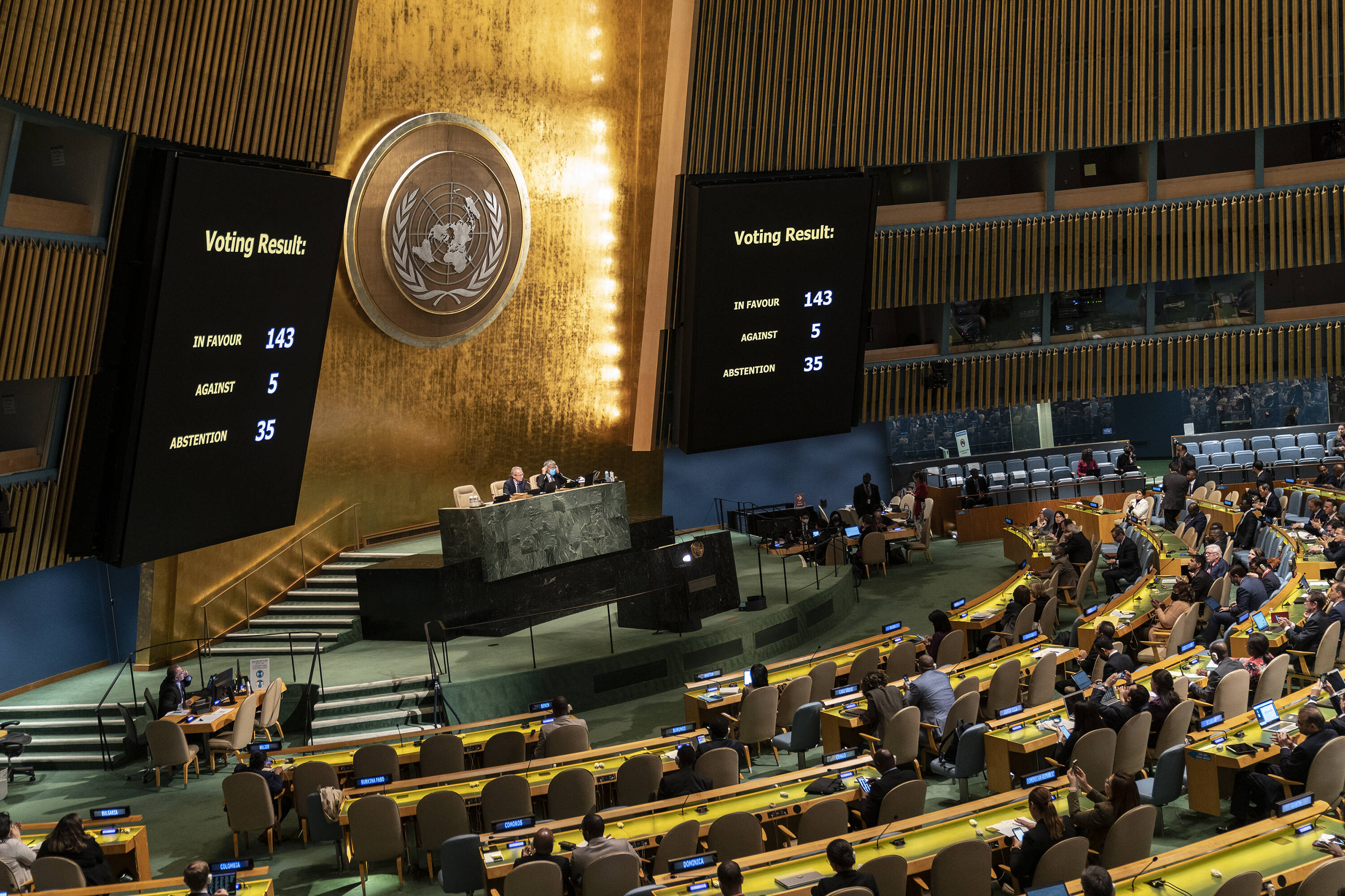 Klares Ergebnis: 143 Staaten verurteilten in der UN-Vollversammlung Russlands Annexionen in der Ukraine.