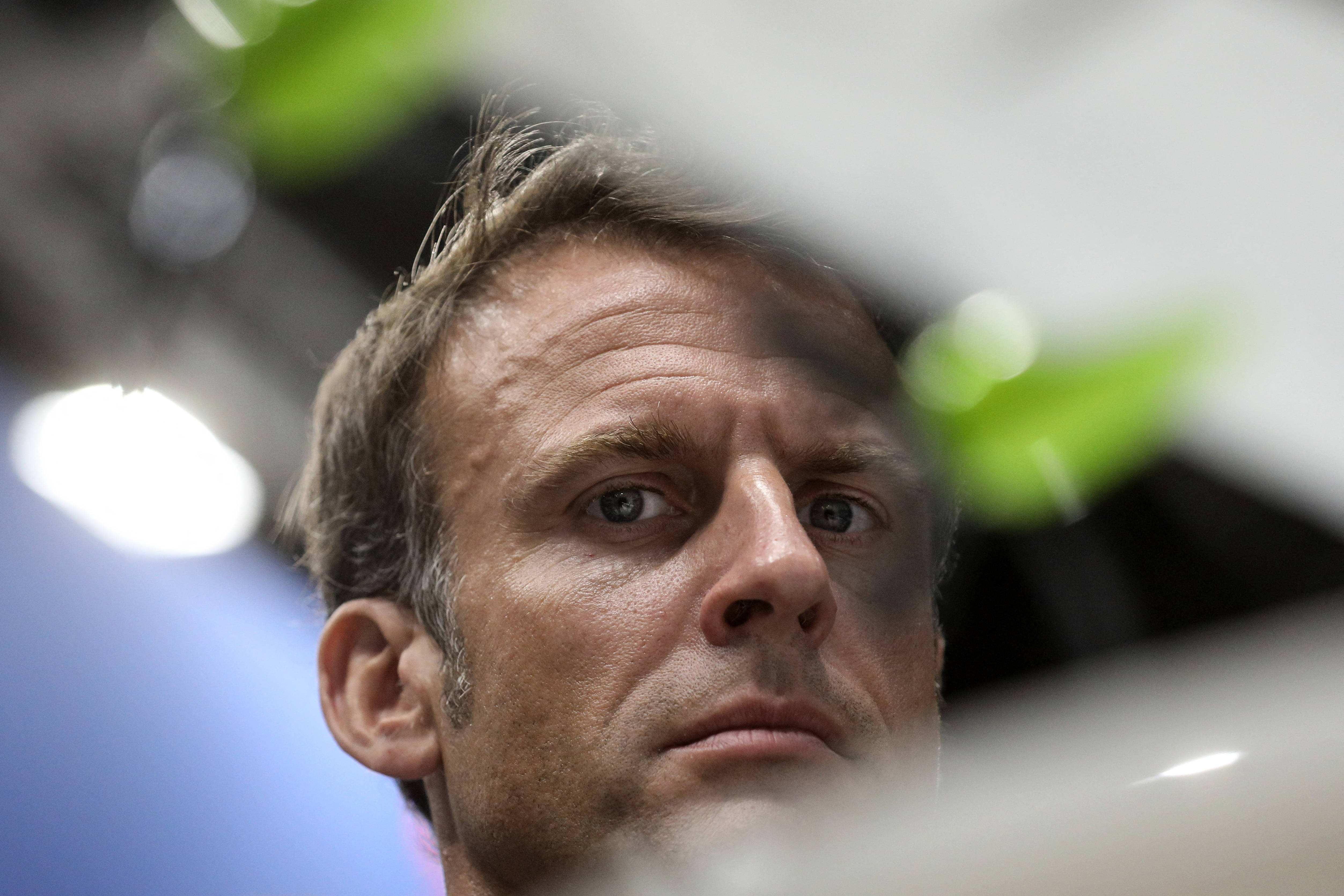 Frankreichs Präsident Emmanuel Macron bei der Luftfahrtschau in Paris Le Bourget: Die Chance vorerst vertan.