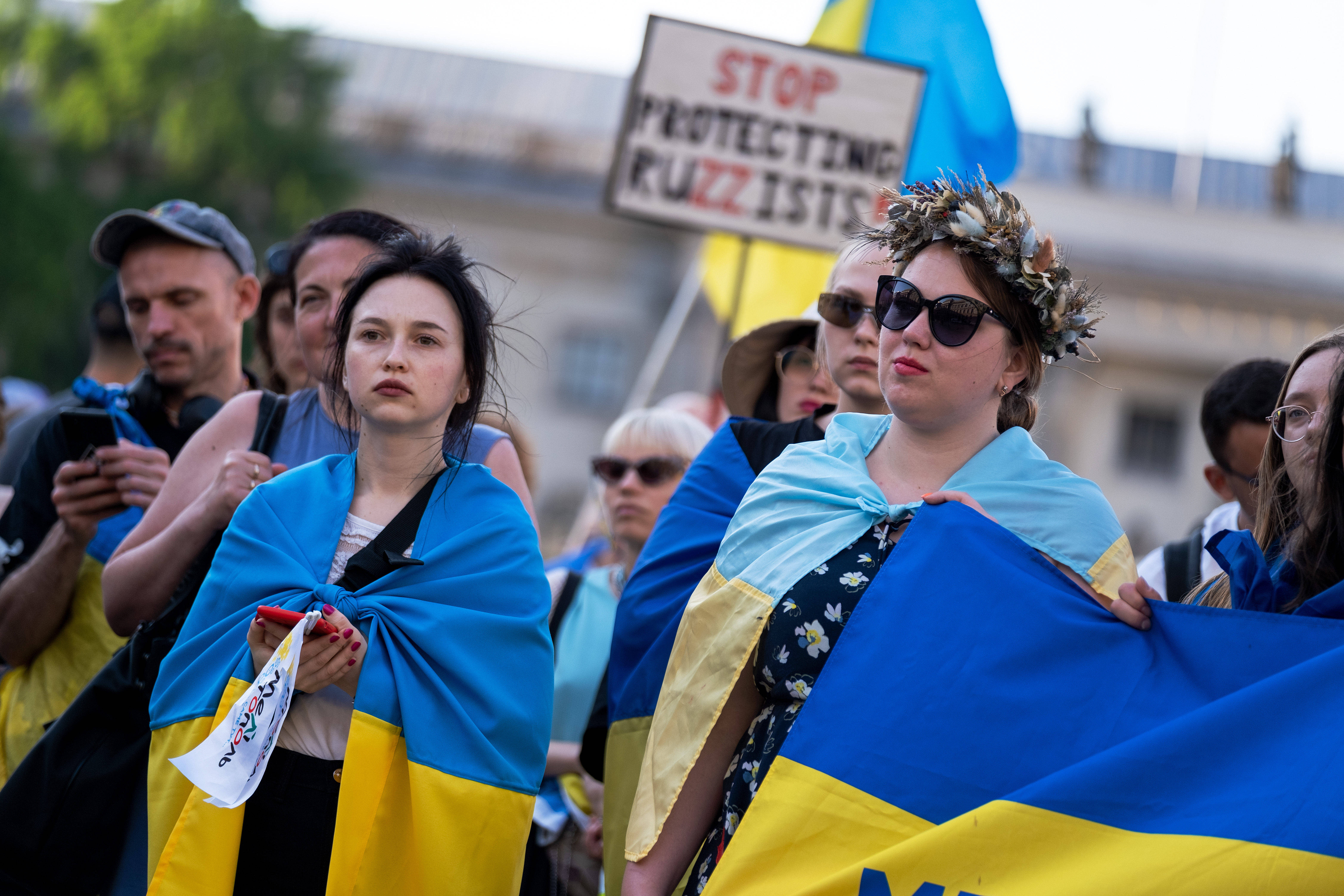 Eine Demonstration gegen den russischen Angriffskrieg in Berlin.