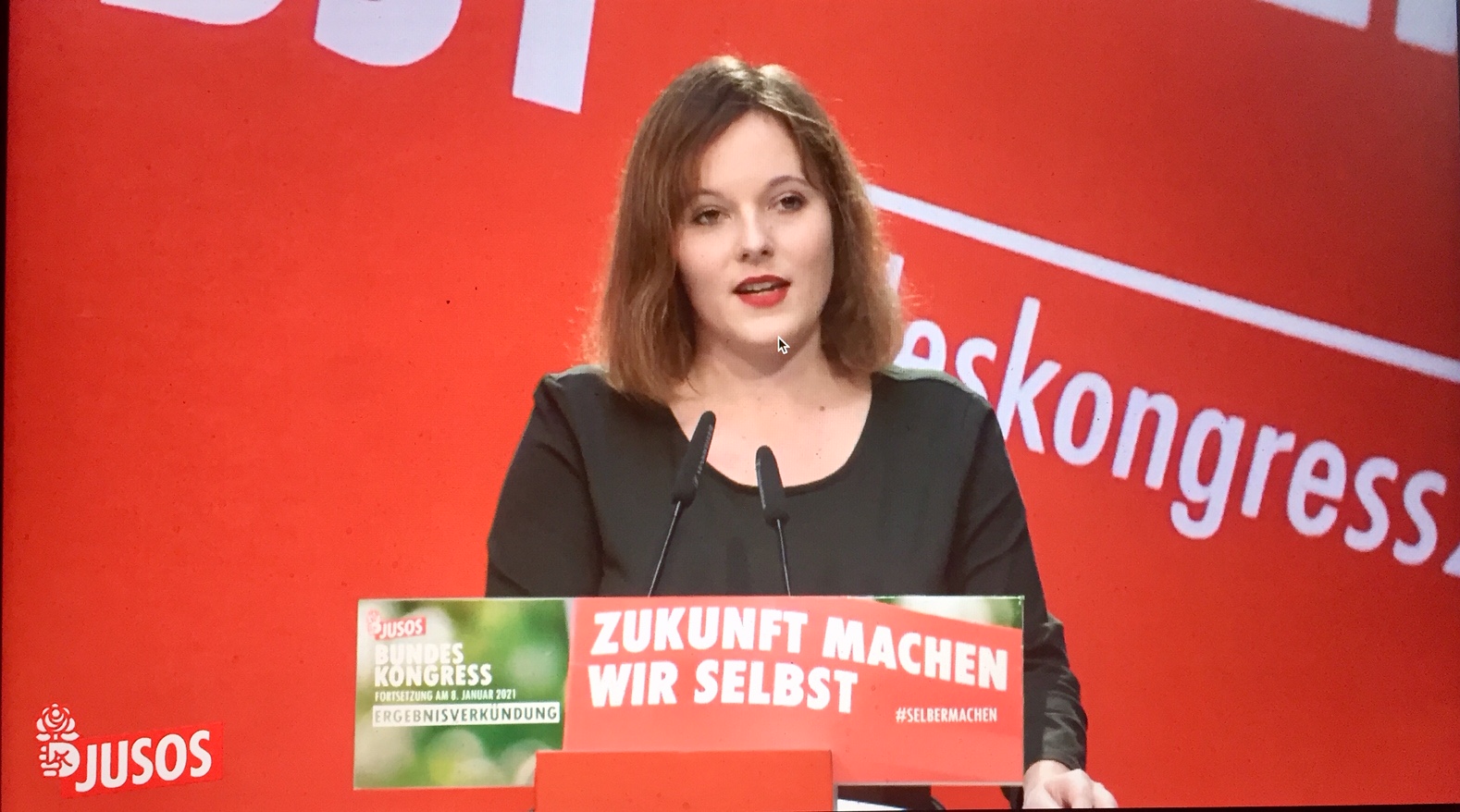 Jessica Rosenthal: Ihre Wahl zur neuen Juso-Chefin per Briefwahl wurde auf dem digitalen Bundeskongress am 8. Januar 2021 bekannt gegeben.