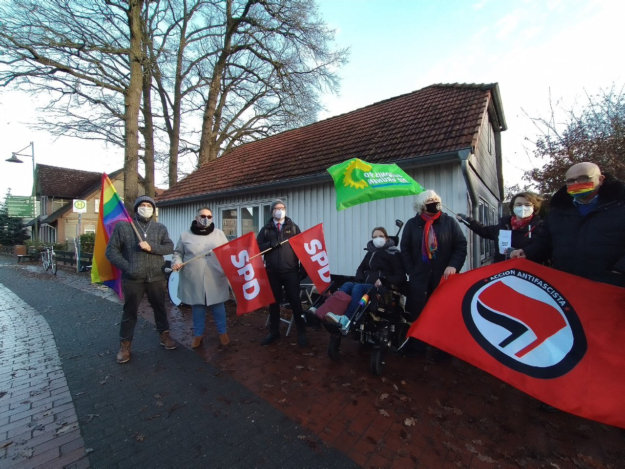 Protest gegen die rechtsextreme NPD im niedersächsischen Eschede.