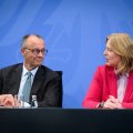 Bundeskanzler Friedrich Merz und Arbeitsministerin Bärbel Bas im Bundeskanzleramt.