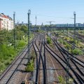 Bahnschienen nähe des S-Bahnhofs Bornholmer Straße in Berlin