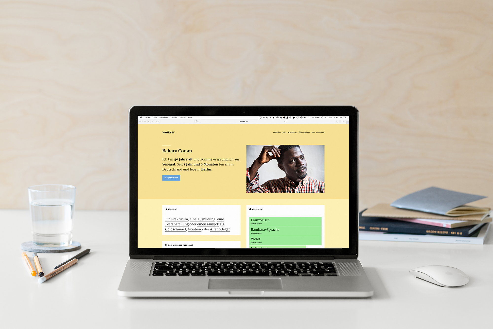 Internetseite der Arbeitsplatzinitiative Workeer